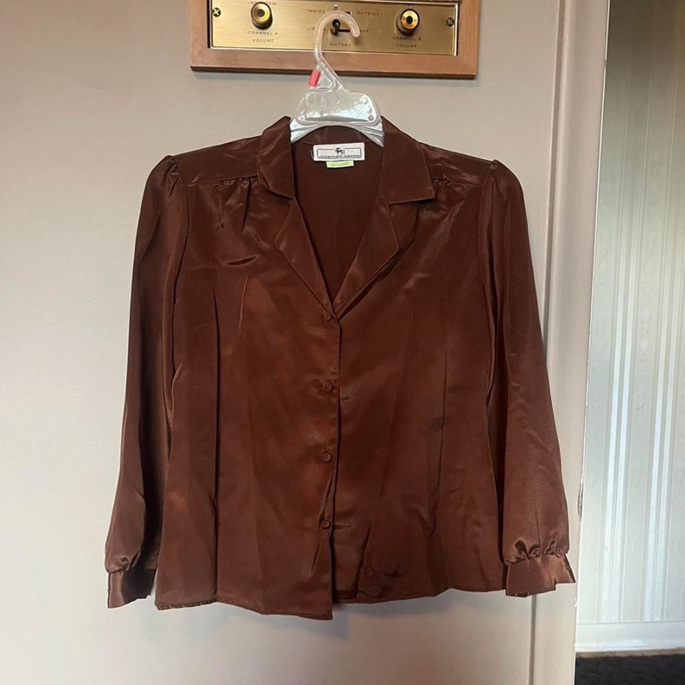 Jonathan Martin Chocolate Satin Blouse